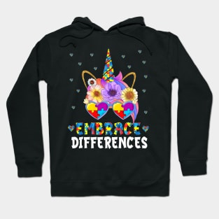 Embrace Differences Unicorn Autism Awareness Hoodie